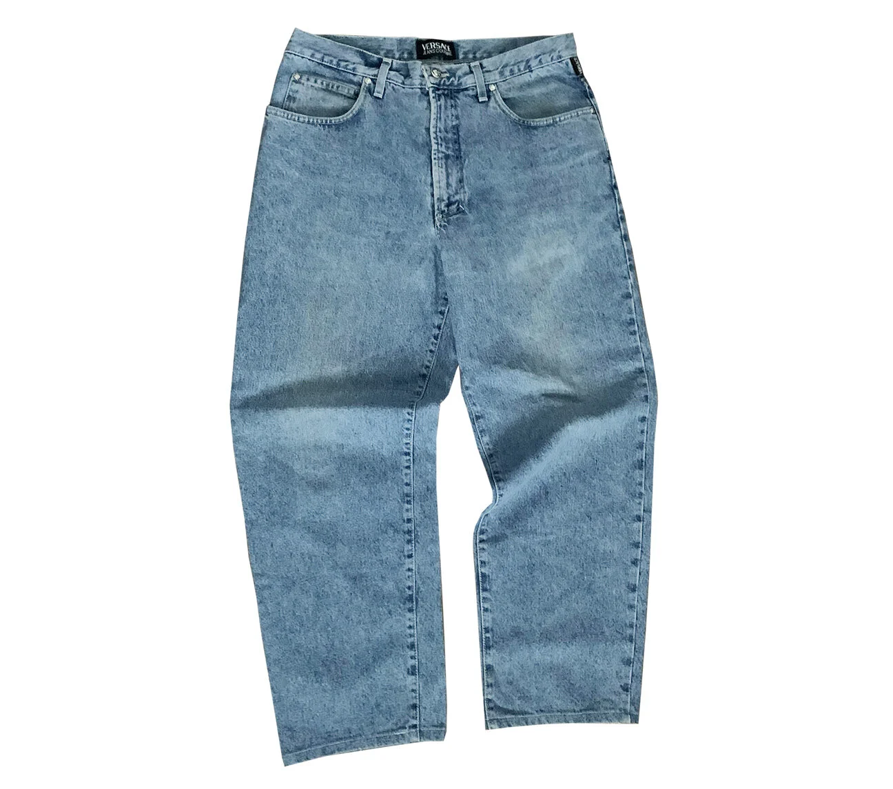 【関税＆送料込み】Versace Denim Cotton Jeans Light blue jeans with print brand VERSACE JEANS COUTURE